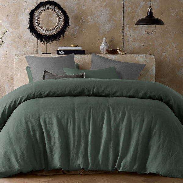 Vintage Design Hemp Sea Green Quilt Cover Set (6919191756844)