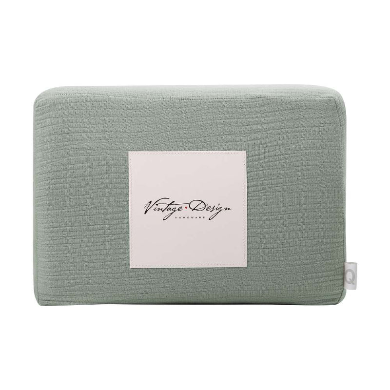 Vintage Design Hugo Reversible Cotton Gauze Sage/Clay Quilt Cover Set (6879327551532)