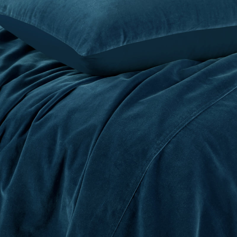 Vintage Design Cotton Velvet Riverland Blue Quilt Cover Set (6674332483628)