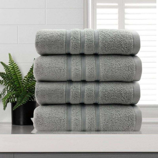 Amor Classic Dobby Stripe Super Soft Premium Cotton Silver Hand Towel 4 Pack (6980447371308)