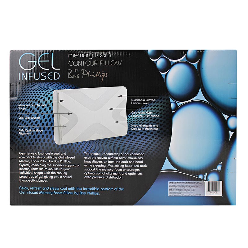 Bas Phillips Gel Contour Memory Foam Pillow Australia