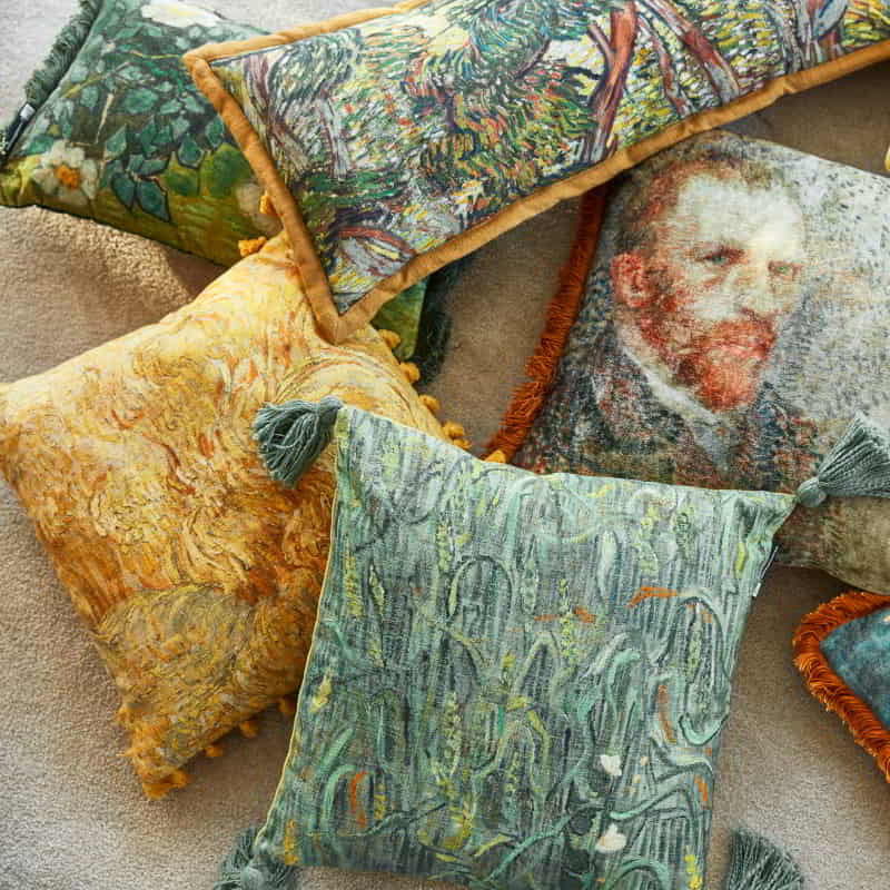 Bedding House Van Gogh Paint Ochre 45x45cm Cushion (6683670413356)