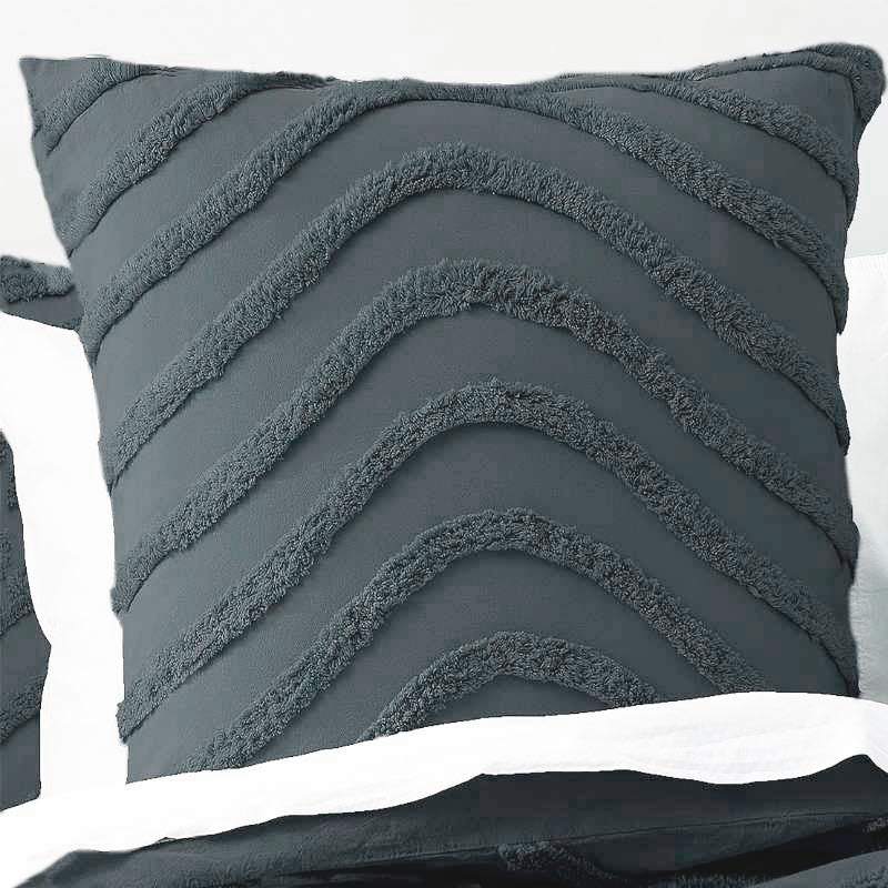 Cloud Linen Wave Cotton Chenille Slate Blue Vintage Washed European Pillowcase (6594596765740)