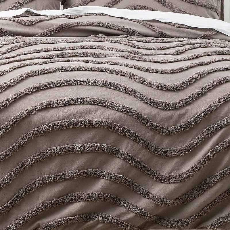 Cloud Linen Wave Cotton Chenille Taupe Grey Vintage Washed Quilt Cover Set - Manchester Factory (5407102205996)