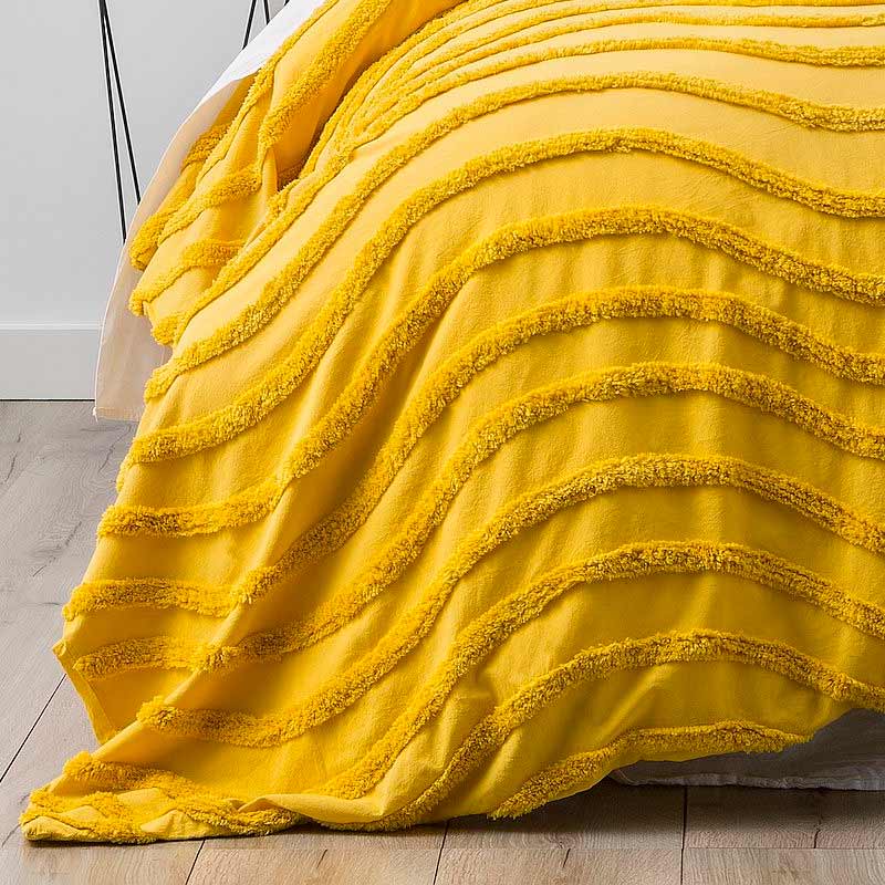 Cloud Linen Wave Cotton Chenille Mustard Vintage Washed Quilt Cover Set - Manchester Factory (5407104073772)