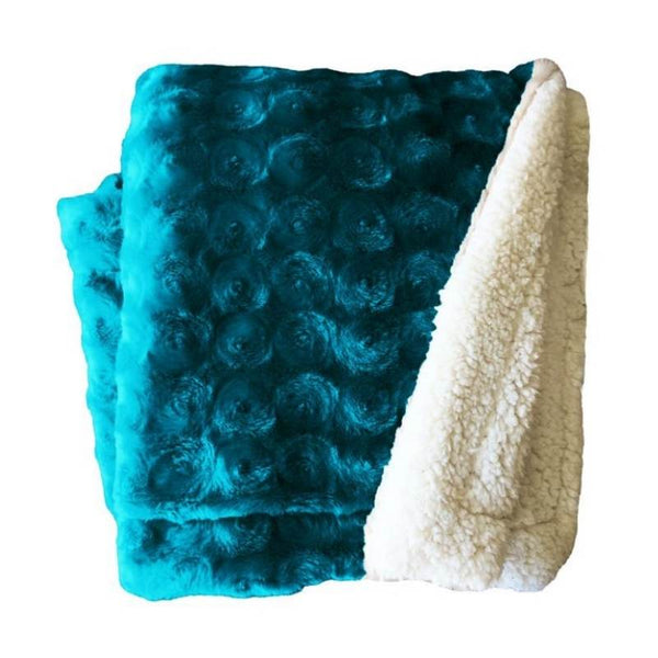 Home Fashion Plush Fleece Sherpa Backed Reversible Teal Throw (6983412809772)