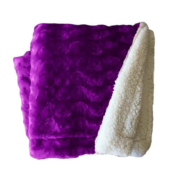 Home Fashion Plush Fleece Sherpa Backed Reversible Ultra Violet Throw (6983416086572)