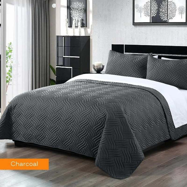 Home Fashion Soft Premium Bed Embossed Charcoal Comforter Set (6975862013996)