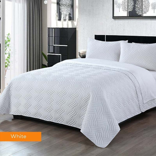 Home Fashion Soft Premium Bed Embossed White Comforter Set (6975874498604)