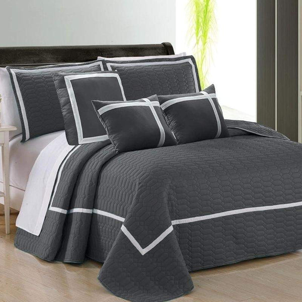 Home Fashion Two-Tone Embossed Charcoal 6 Piece Comforter Set (6982394773548)