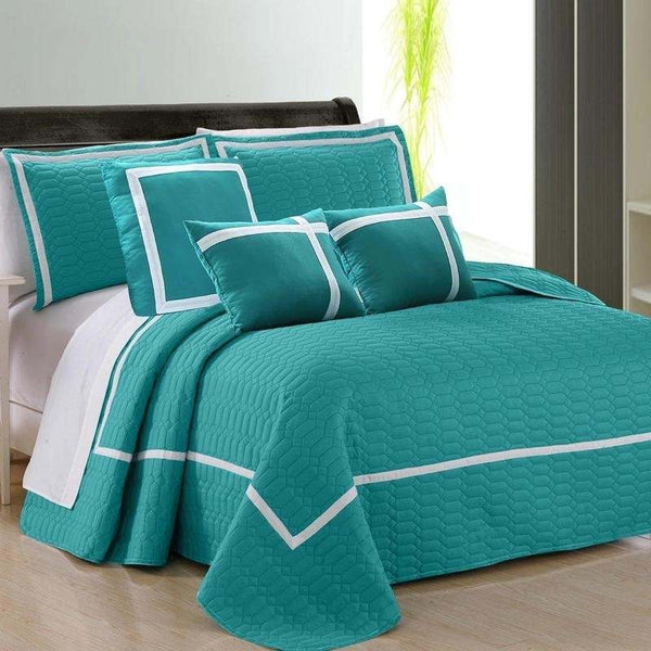 Home Fashion Two-Tone Embossed Teal 6 Piece Comforter Set (6982411550764)