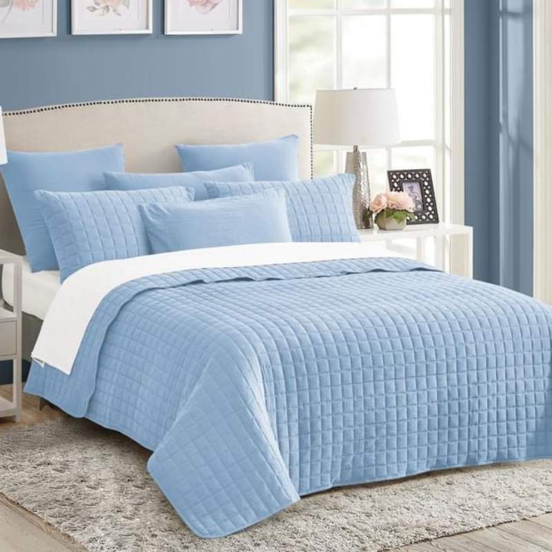 Home Fashion Vintage Stone Wash Blue 7 Piece Coverlet Set (6986329751596)