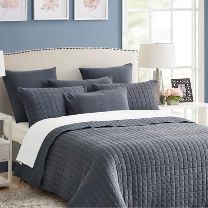 Home Fashion Vintage Stone Wash Charcoal 7 Piece Coverlet Set (6986331652140)