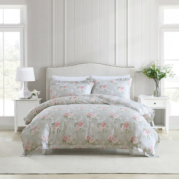 Laura Ashley Melany Pink Grey Quilt Cover Set