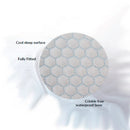 alt="Showcasing the front details of a pillow protector which provides cool sleep surface"