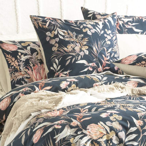 Renee Taylor 300 Thread Count Cotton Reversible Waratah Midnight European Pillowcase