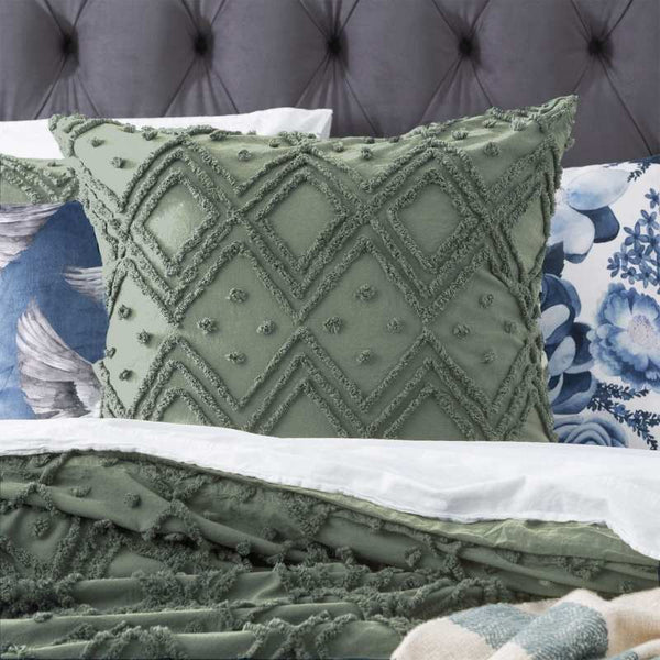 Park Avenue Medallion Cotton Vintage Washed Sage European Pillowcase (6588359802924)