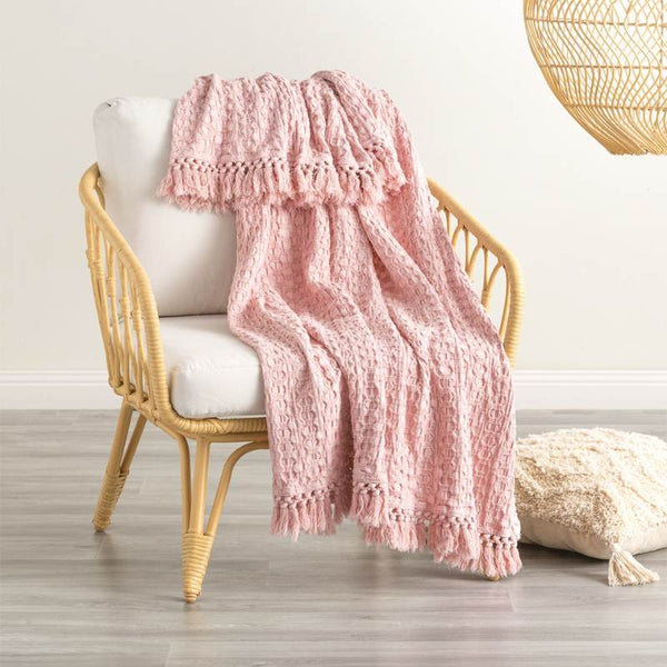 Renee Taylor Alysian Washed Cotton Textured Blush Throw (6994800967724)