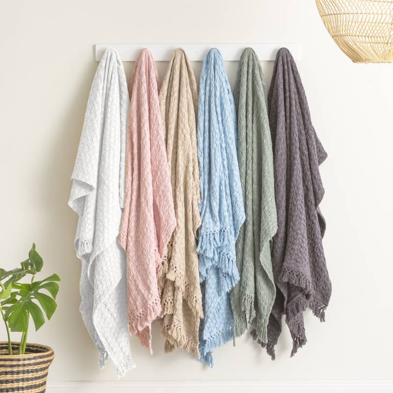 Renee Taylor Alysian Washed Cotton Textured Sky Throw (6994802835500)