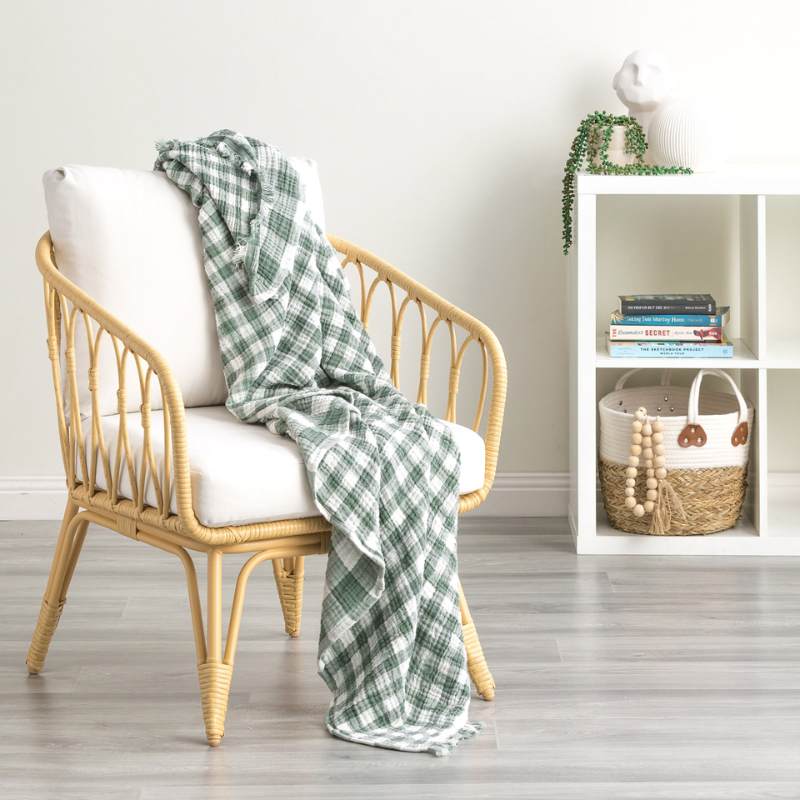Renee Taylor Atlantic Reversible Vintage Washed Textured Emerald Throw