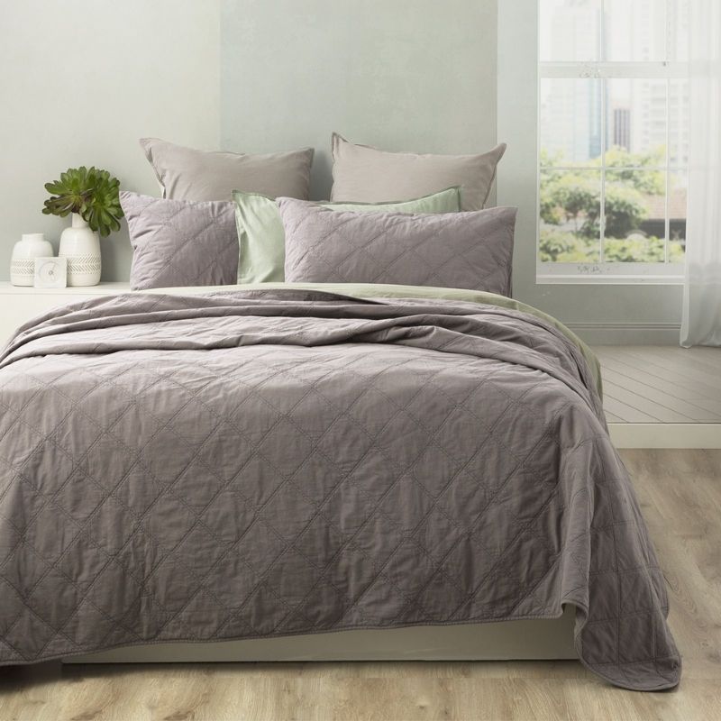 Renee Taylor Attwood Charcoal Vintage Stone Washed Coverlet Set (6623387353132)