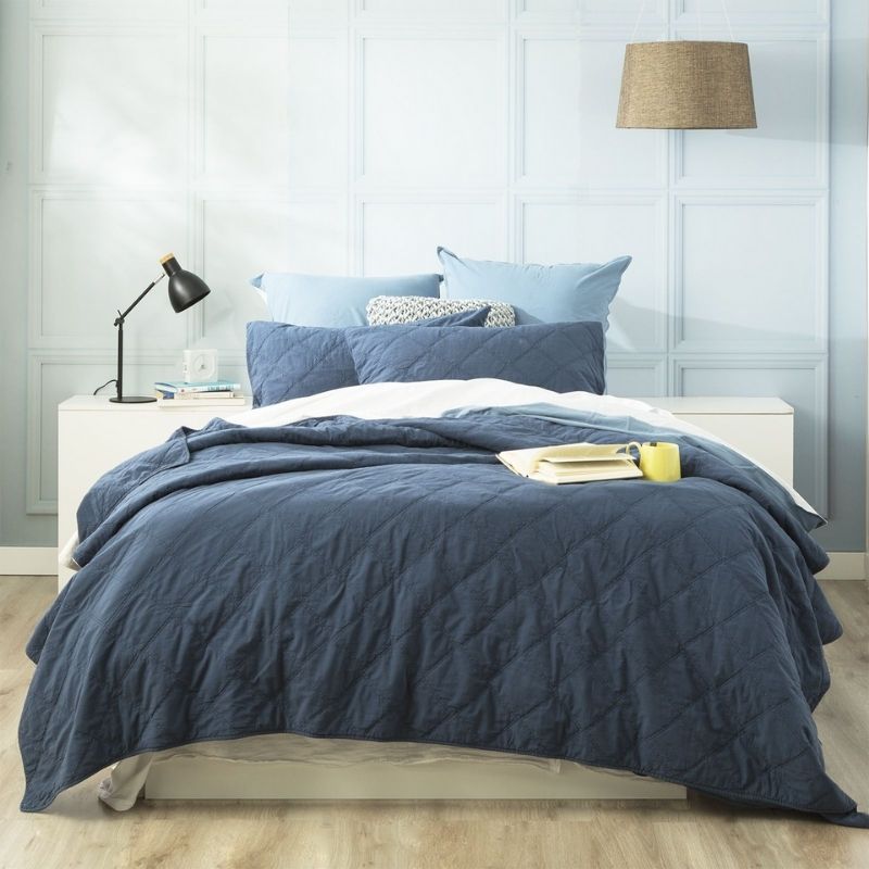 Renee Taylor Attwood Ink Vintage Stone Washed Coverlet Set (6623388237868)