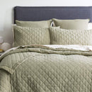 Renee Taylor Cavallo Stone Washed French Linen Quilted Jade Coverlet Set