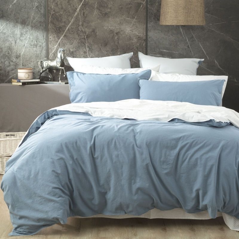 Renee Taylor Essentials Blue Stone Washed Quilt Cover Set (6703185756204)
