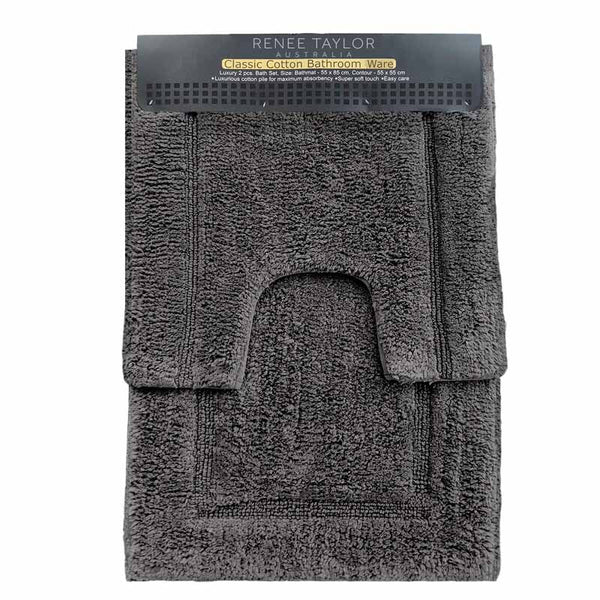 Renee Taylor 2 Piece 2000GSM Cotton Bath Mat Set (6994865913900)