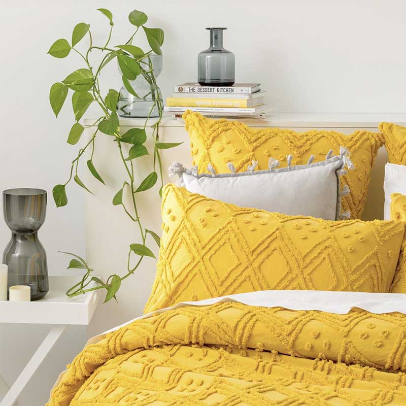 Park Avenue Medallion Cotton Vintage Washed Misted Yellow European Pillowcase - Manchester Factory (5313132888108)