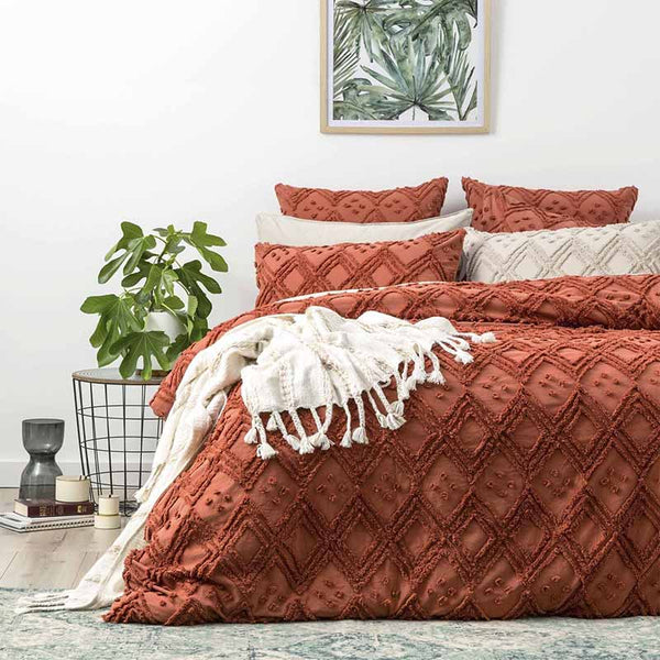 Park Avenue Medallion Cotton Vintage Washed Tufted Auburn Quilt Cover Set - Manchester Factory (5313126465580)