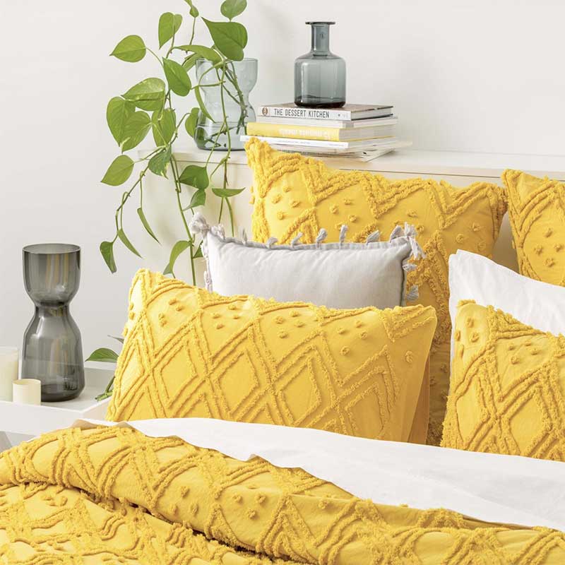 Park Avenue Medallion Cotton Vintage Washed Tufted Misted Yellow Quilt Cover Set - Manchester Factory (5313126858796)