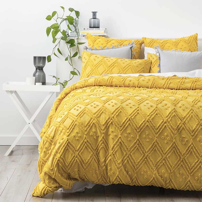 Park Avenue Medallion Cotton Vintage Washed Tufted Misted Yellow Quilt Cover Set - Manchester Factory (5313126858796)