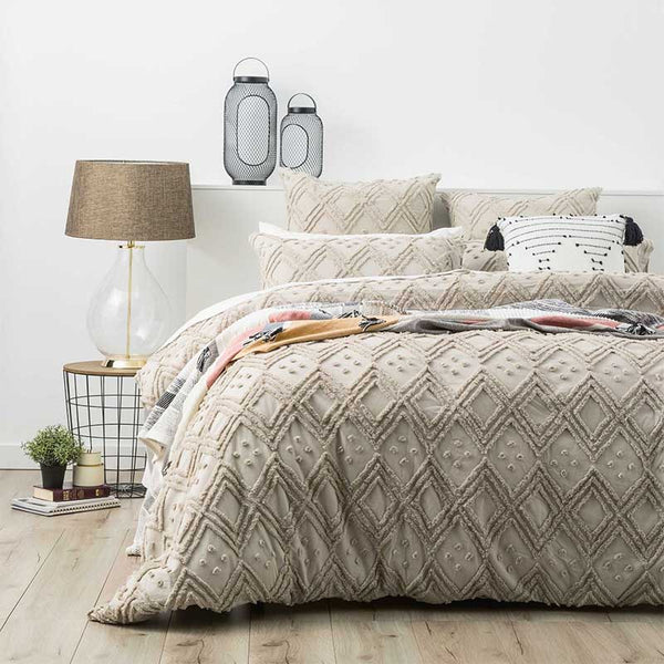 Park Avenue Medallion Cotton Vintage Washed Tufted Stone Quilt Cover Set - Manchester Factory (5313126662188)