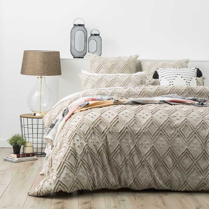 Park Avenue Medallion Cotton Vintage Washed Tufted Stone Quilt Cover Set - Manchester Factory (5313126662188)