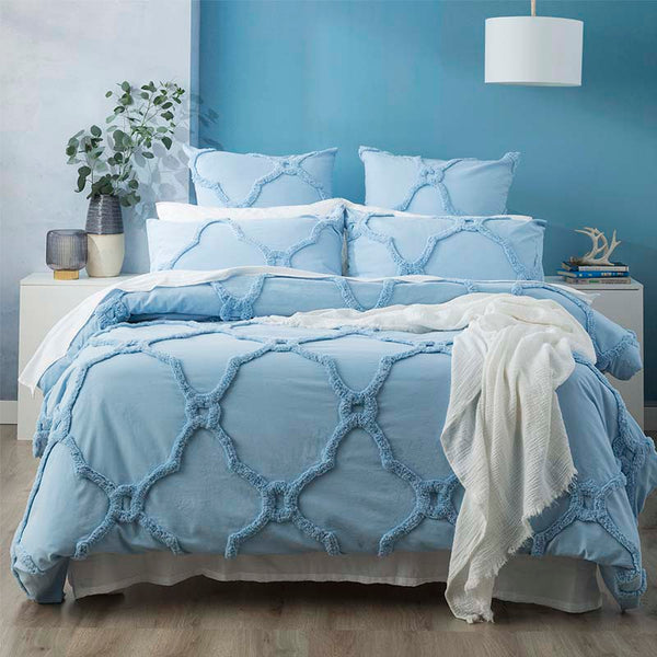 Renee Taylor Moroccan Cotton Chenille Sky Quilt Cover Set (6563470835756)