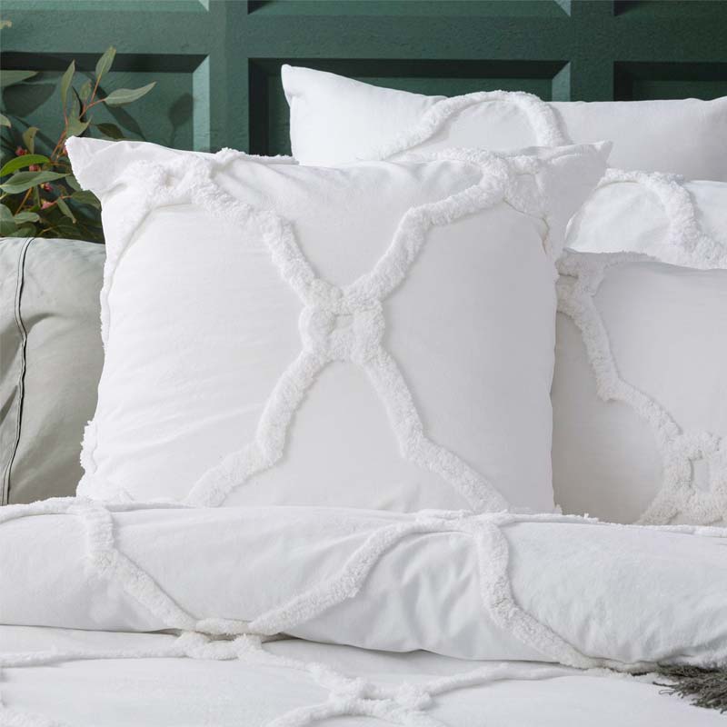 Renee Taylor Moroccan Cotton Chenille White European Pillowcase (6573887488044)