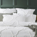 Renee Taylor Moroccan Cotton Chenille White Quilt Cover Set (6563470901292)