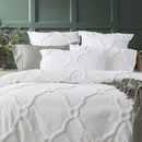 Renee Taylor Moroccan Cotton Chenille White Quilt Cover Set (6563470901292)