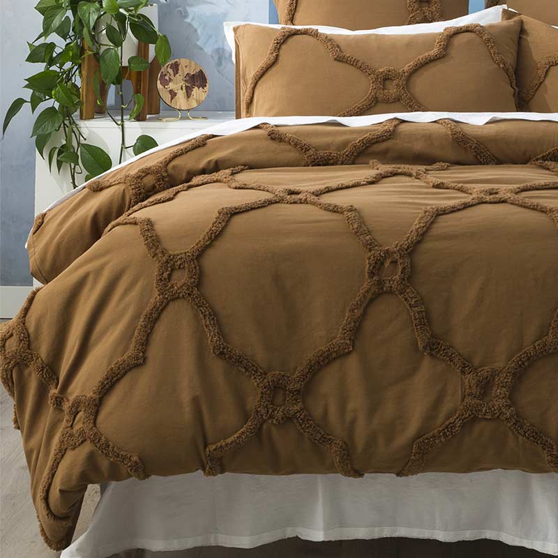 Renee Taylor Moroccan Cotton Chenille Wood Quilt Cover Set (6563470671916)