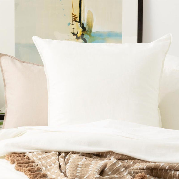 Renee Taylor Stone Washed 100% French Linen White European Pillowcase (6638498709548)