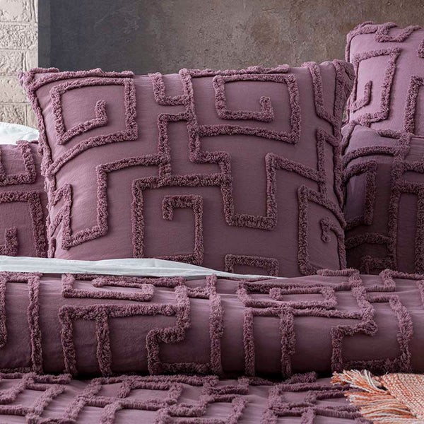 Renee Taylor Riley Cotton Chenille Tufted Grape European Pillowcase (6995940868140)