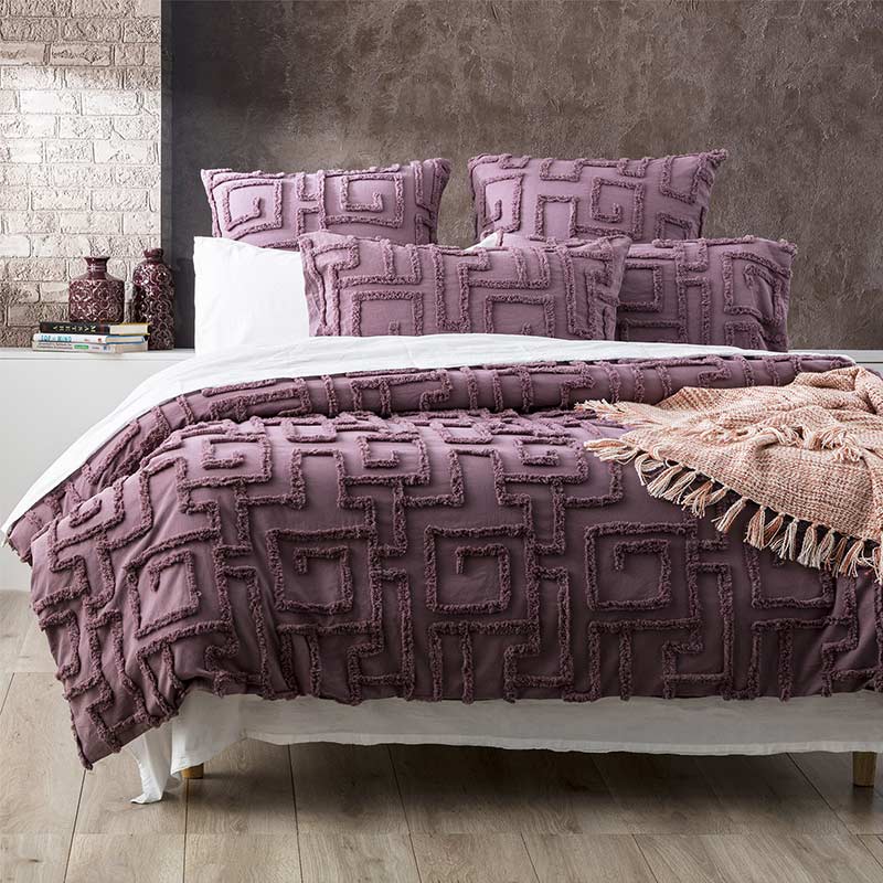 Renee Taylor Riley Cotton Chenille Tufted Grape Quilt Cover Set (6563749822508)