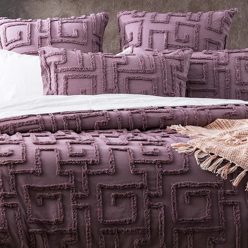 Renee Taylor Riley Cotton Chenille Tufted Grape Quilt Cover Set (6563749822508)