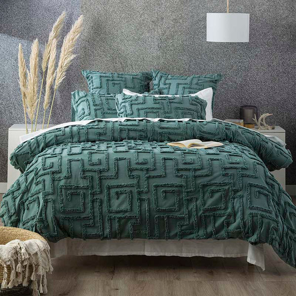 Renee Taylor Riley Cotton Chenille Mineral Quilt Cover Set (6998753476652)