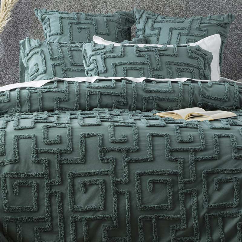 Renee Taylor Riley Cotton Chenille Mineral Quilt Cover Set (6998753476652)