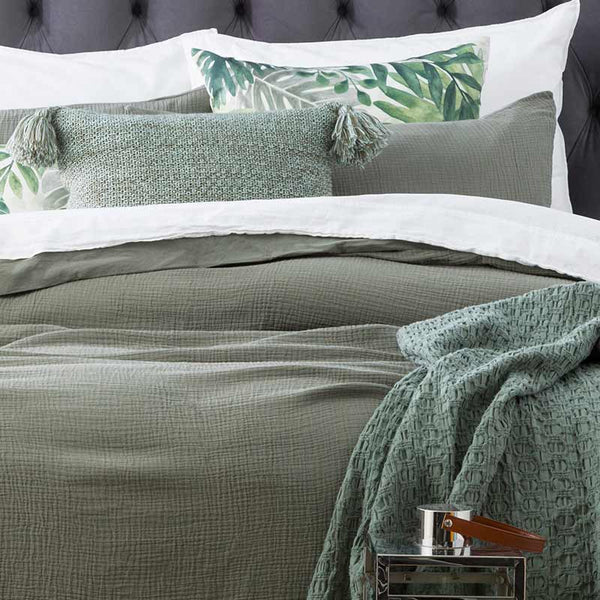 Renee Taylor Solana Washed Cotton Textured Fern European Pillowcase - Manchester Factory (5356761677868)