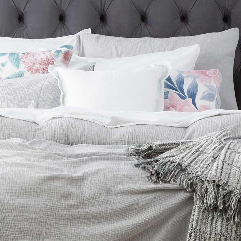 Renee Taylor Solana Washed Cotton Textured Silver Quilt Cover Set - Manchester Factory (5353741778988)