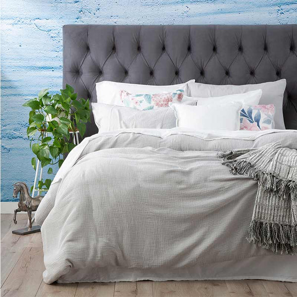 Renee Taylor Solana Washed Cotton Textured Silver Quilt Cover Set - Manchester Factory (5353741778988)