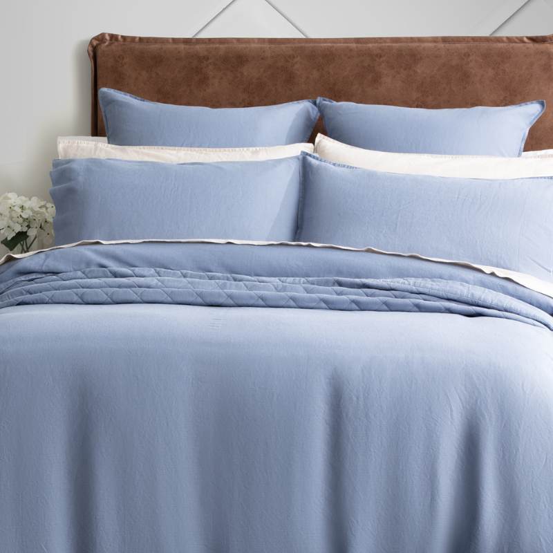 Renee Taylor Stone Washed 100% French Linen Denim Quilt Cover Set